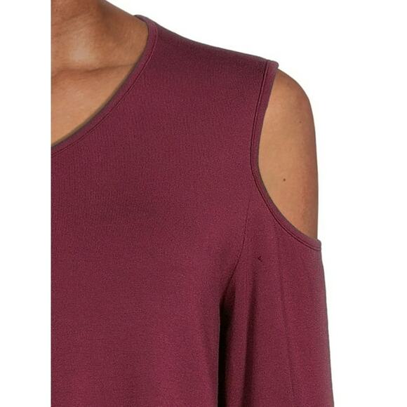 ❄️2/$5❄️[B4] Nine.Eight Cold Shoulder Burgundy Relaxed Blouse, Size XL - Picture 3 of 5
